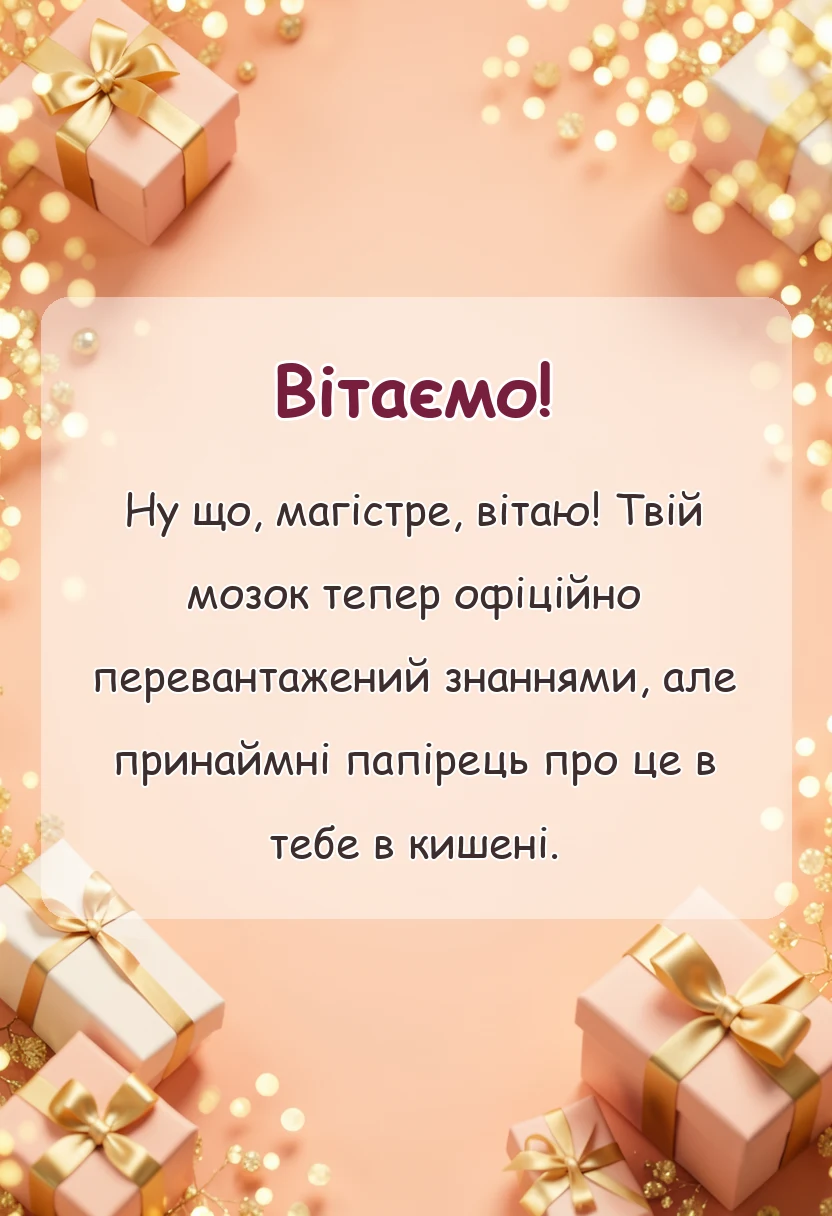 вітальна листівка - привітання з закінченням магістратури