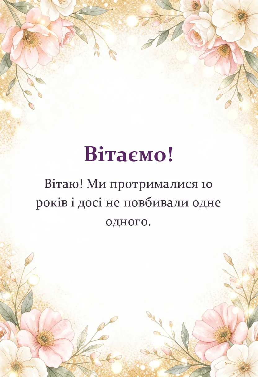 вітальна листівка - картинки чоловікові з 10 роками весілля