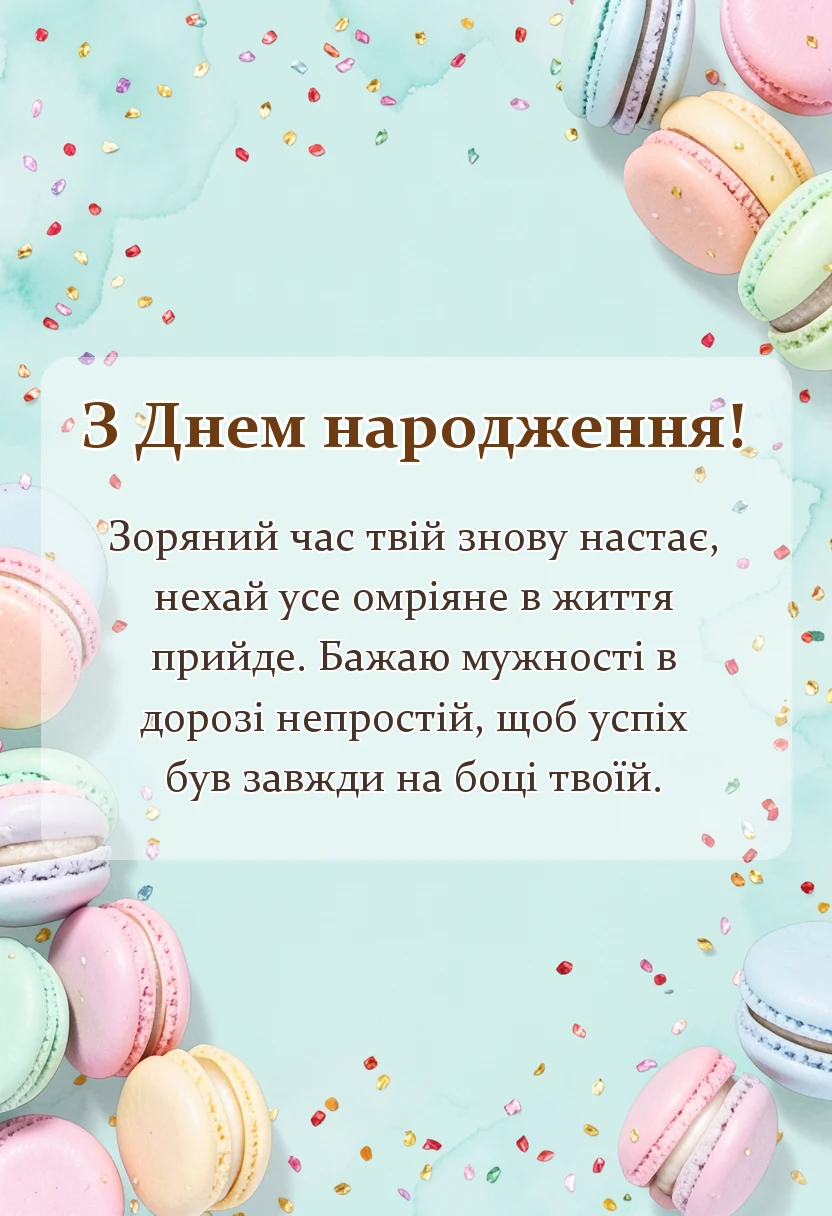 листівка з побажанням - привітання з днем народження другу своїми словами