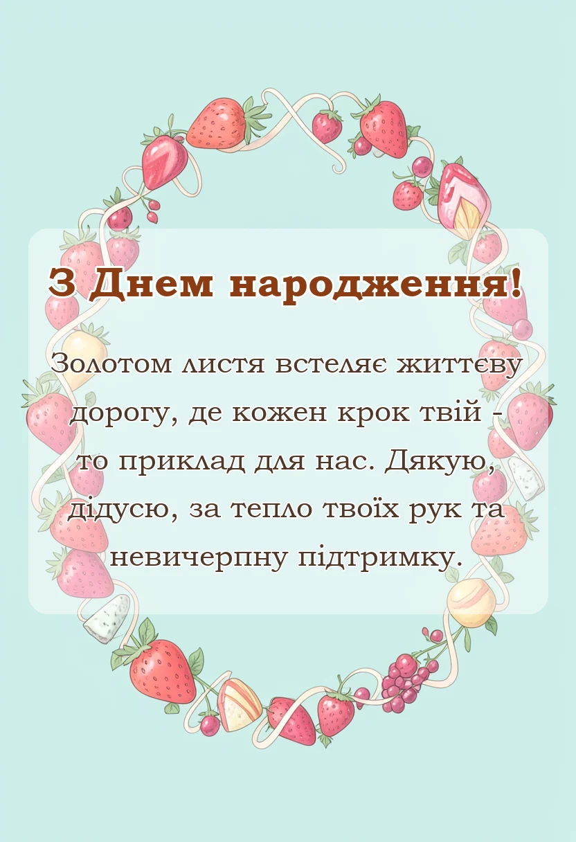 листівка з побажанням - привітання з днем народження дідусю поважні привітання