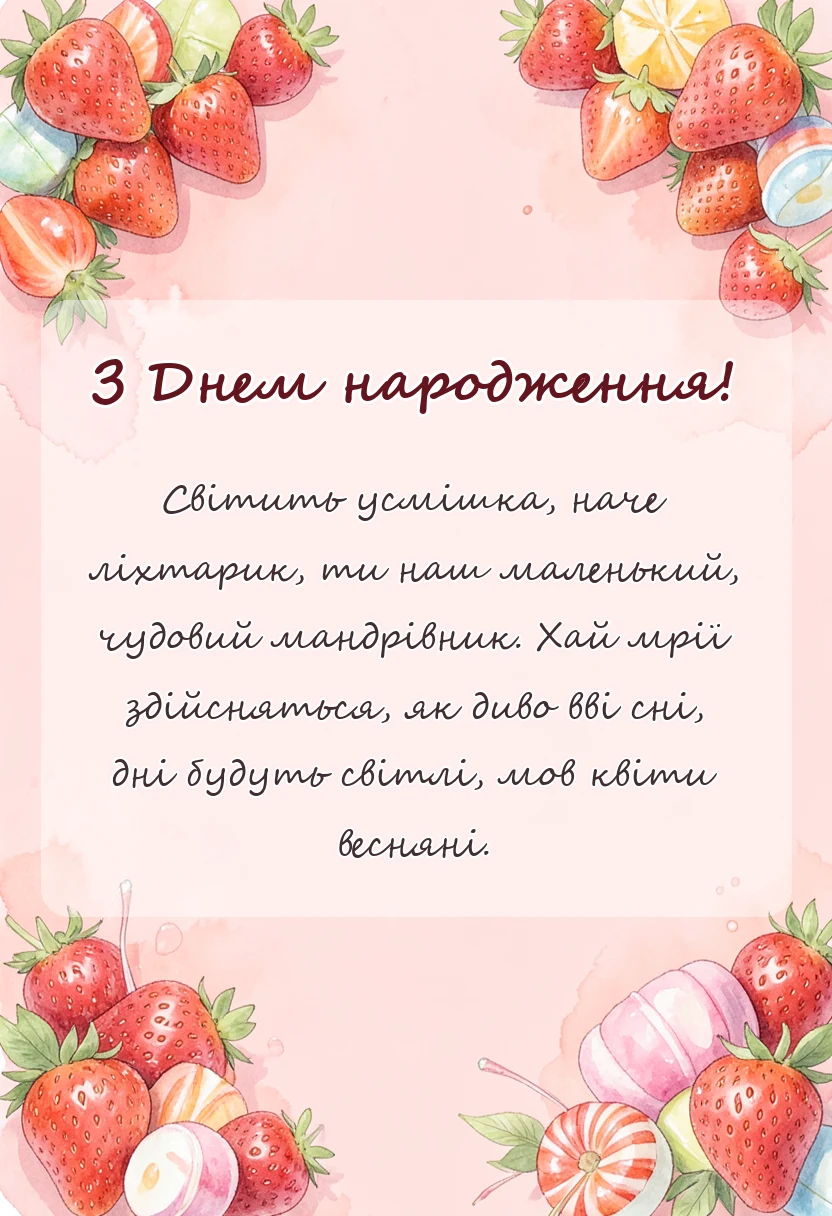 унікальна листівка - привітання з днем народження малечі