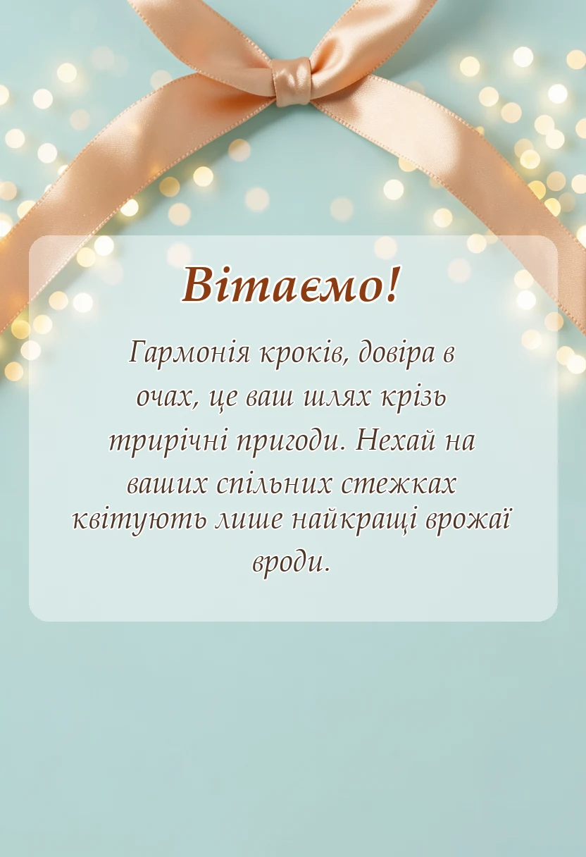листівка з побажанням - привітання з річницею весілля 3 роки шкіряне весілля