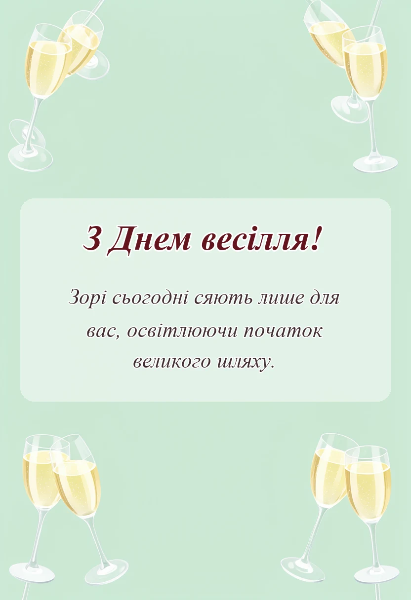 унікальна листівка - гарні привітання з весіллям