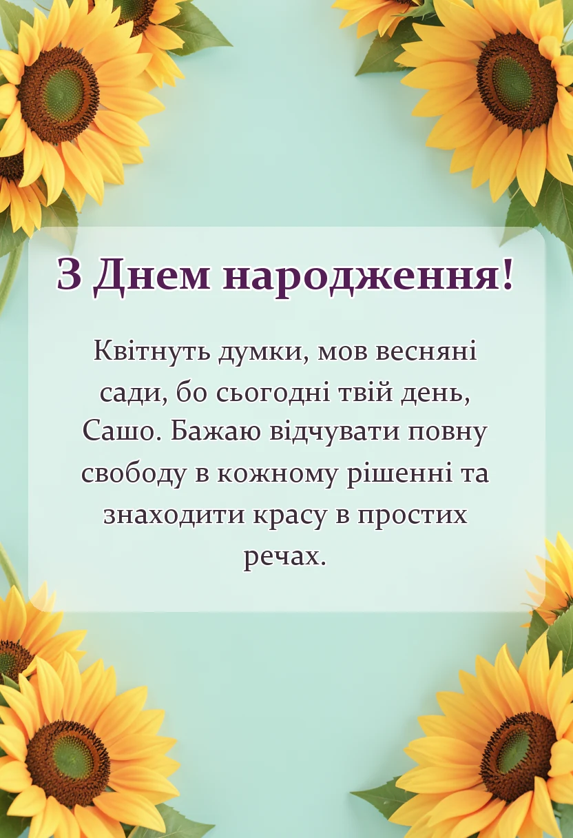 листівка з побажанням - картинки з днем народження саші українською