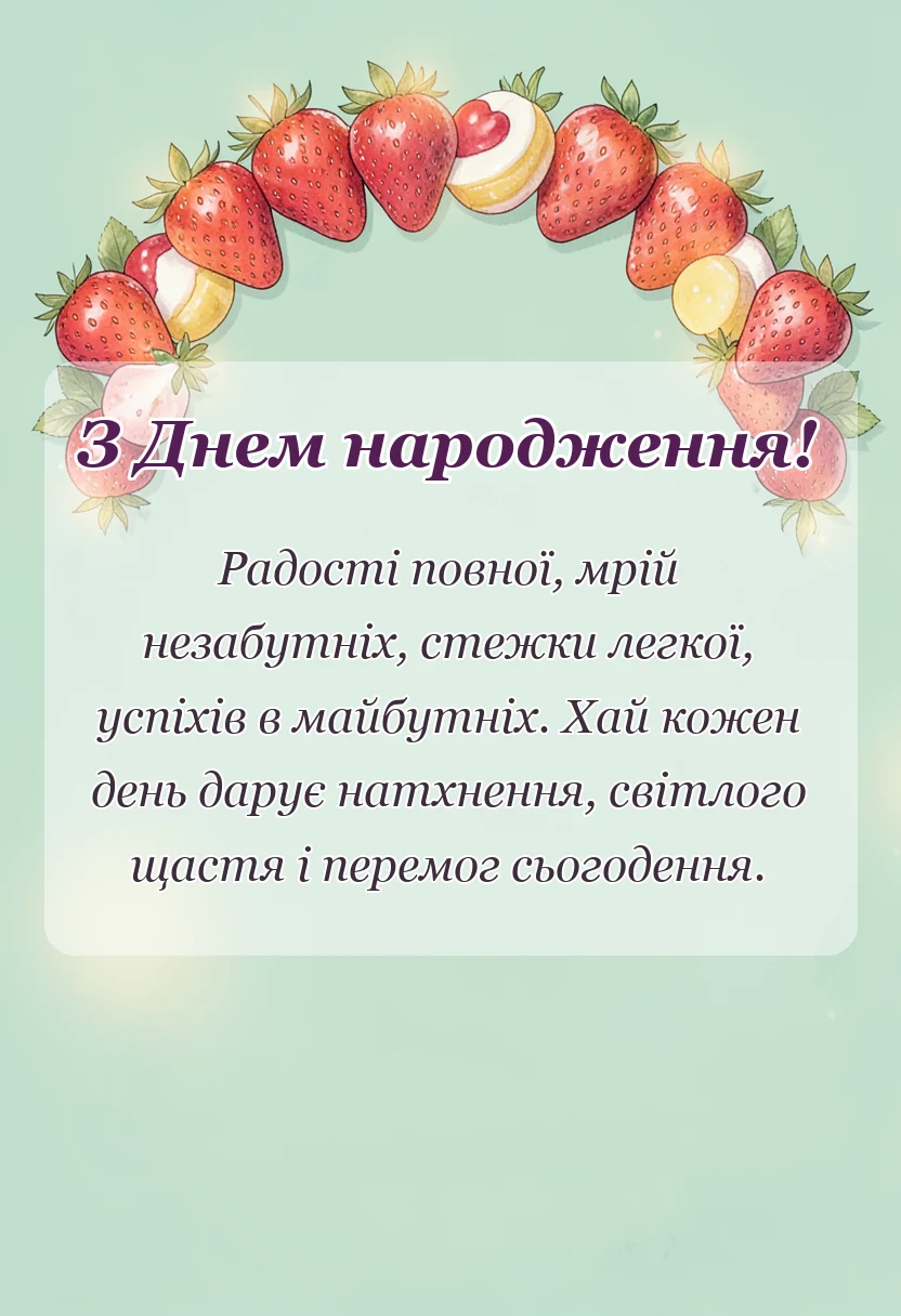 святкова картинка: що побажати на день народження коротко