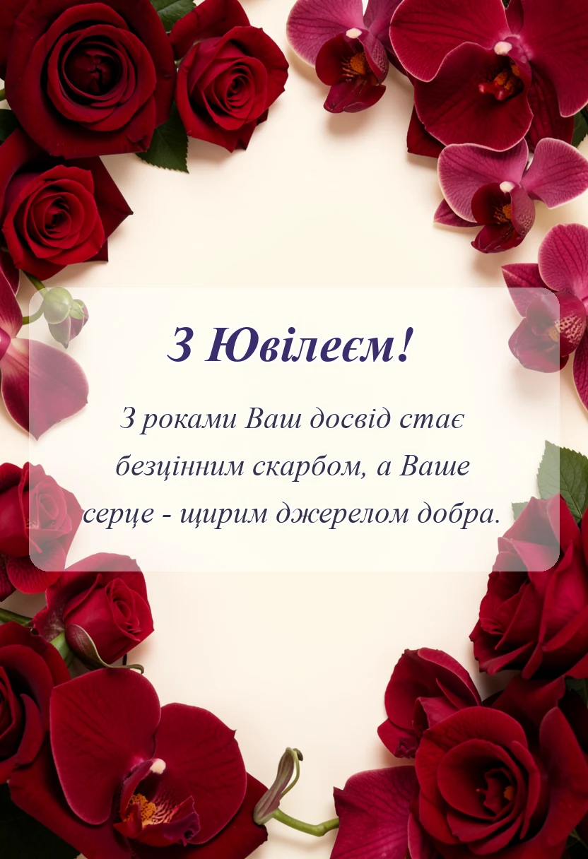красива листівка: привітання з ювілеєм вчительці
