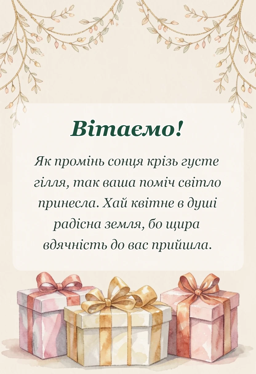 красива листівка: подяка своїми словами
