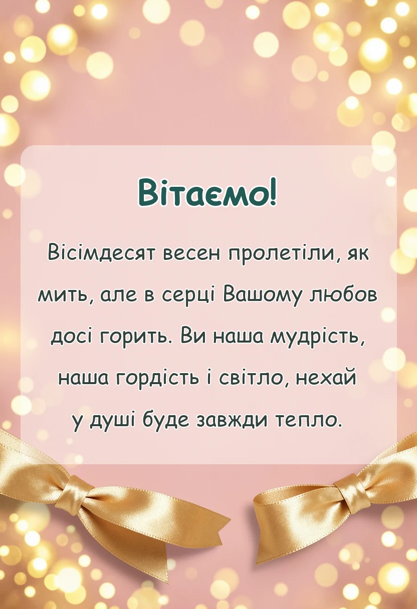 унікальна листівка - привітання з 80-річчям жінці