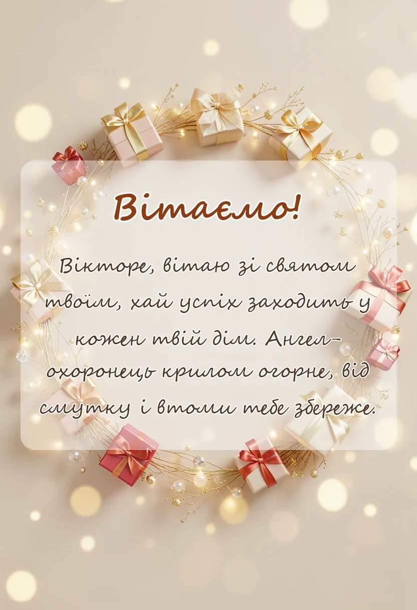 красива листівка: привітання з днем ангела віктора