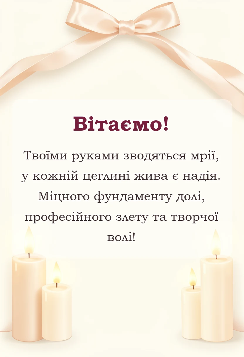 вітальна листівка - привітання з днем будівельника