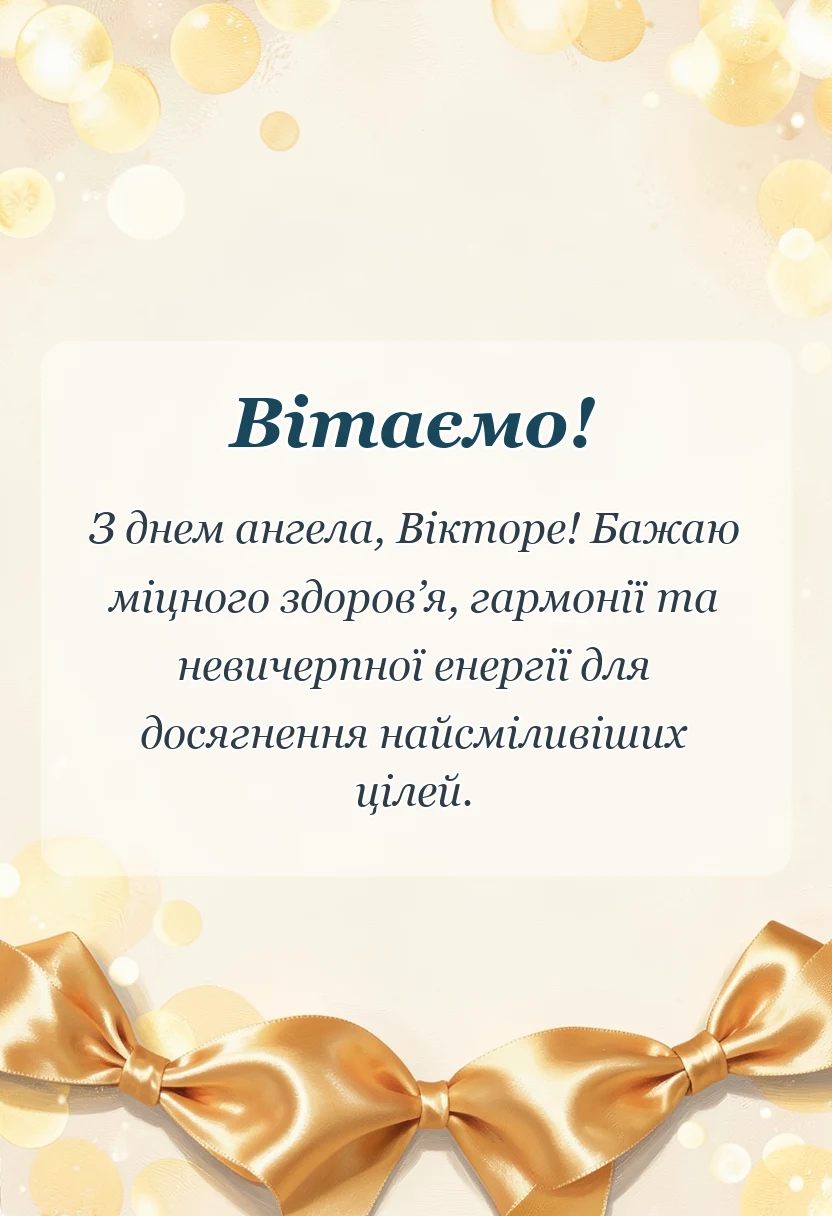 красива листівка: привітання з днем ангела віктора