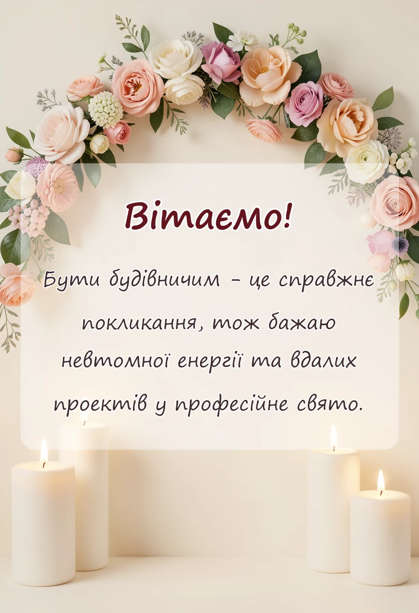 красива листівка: привітання з днем будівельника своїми словами