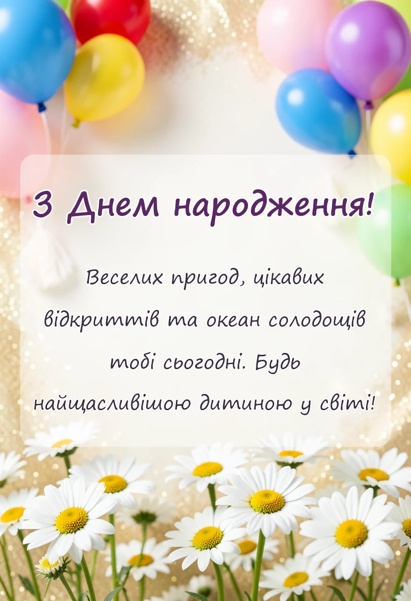 унікальна листівка - привітання з днем народження малечі