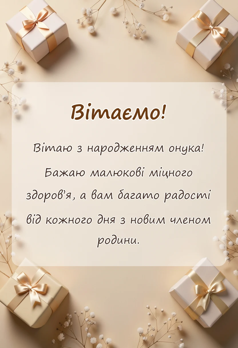 листівка з побажанням - привітання з народженням внука