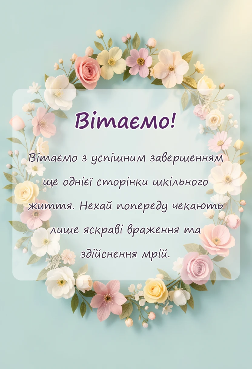 красива листівка: привітання з останнім дзвоником