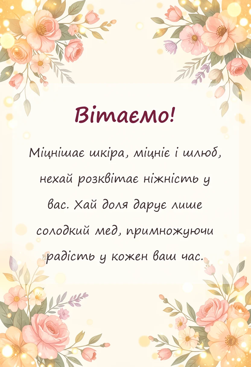 вітальна листівка - привітання з річницею весілля 3 роки шкіряне весілля