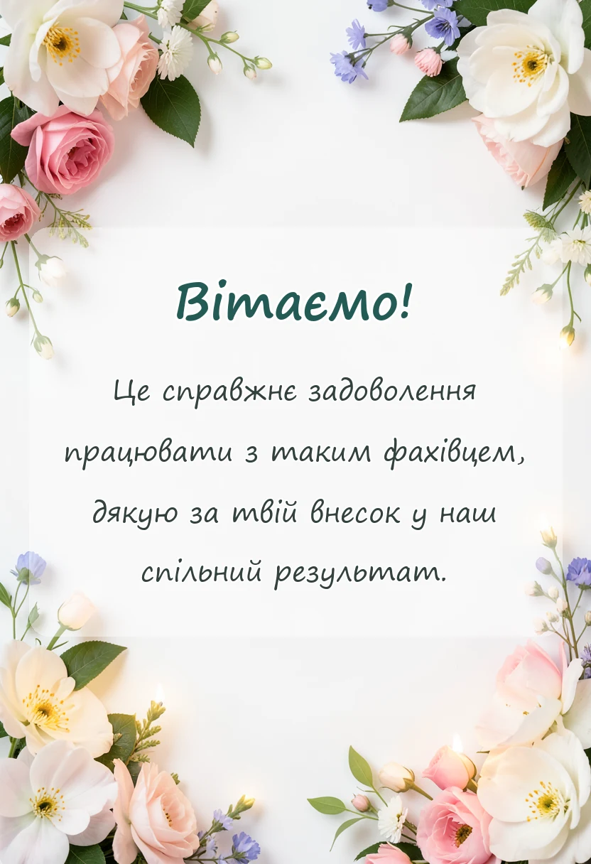 вітальна листівка - слова подяки колегам