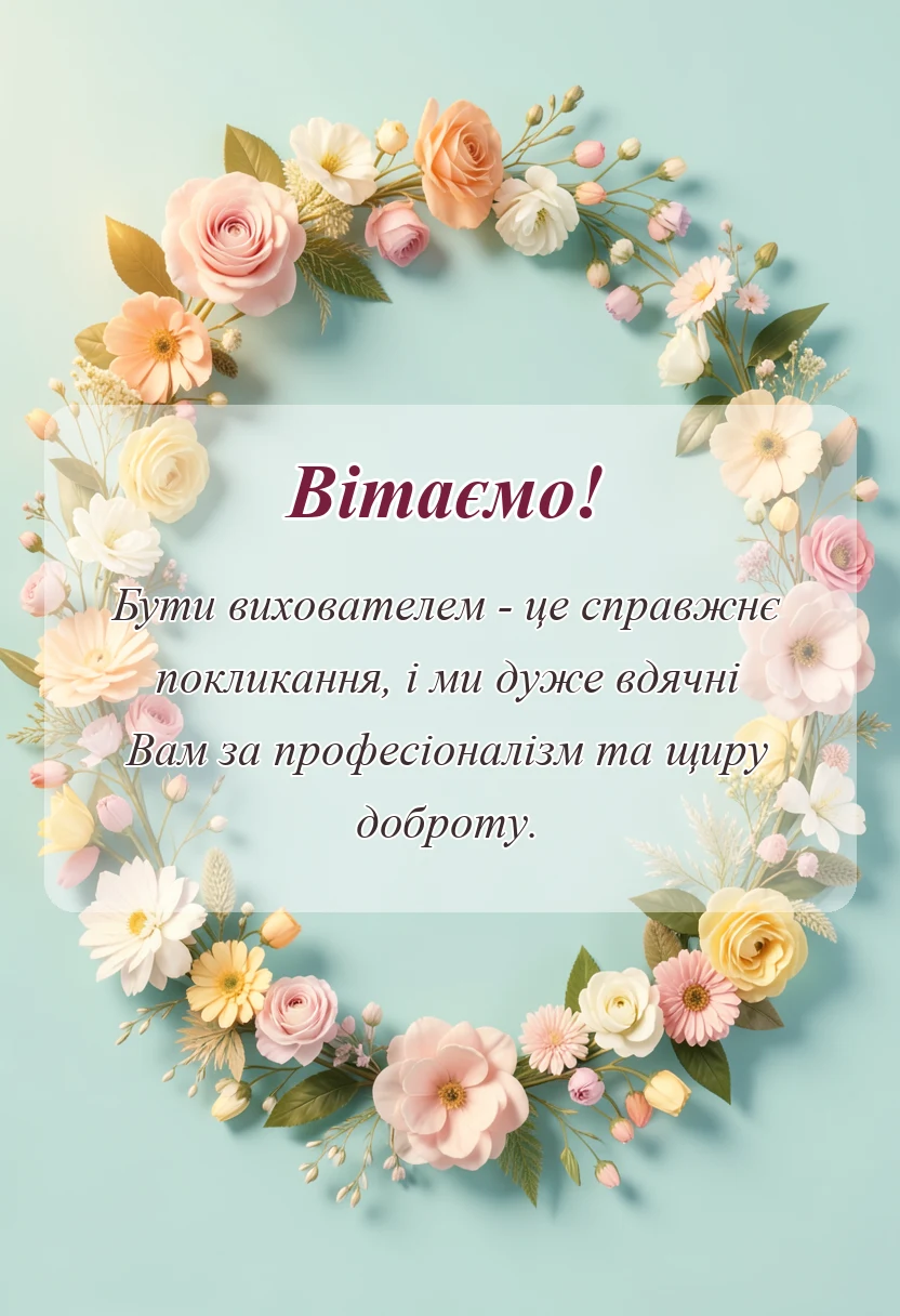 листівка з побажанням - подяка вихователям своїми словами