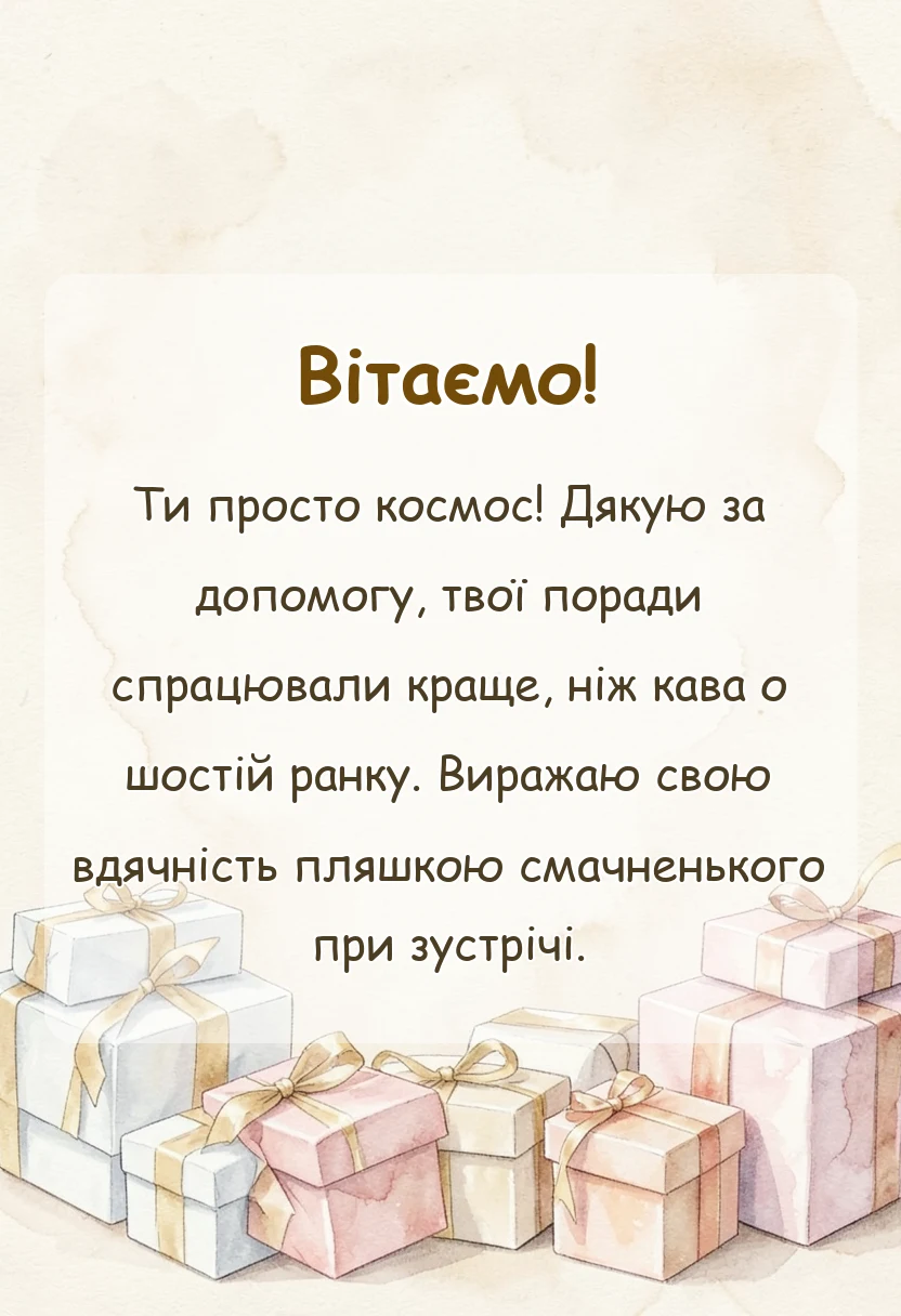 вітальна листівка - подяка своїми словами