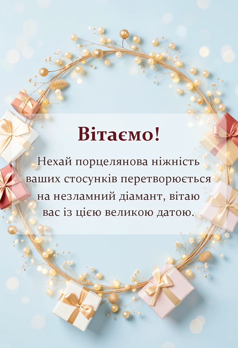 красива листівка: привітання з двадцятою річницею весілля