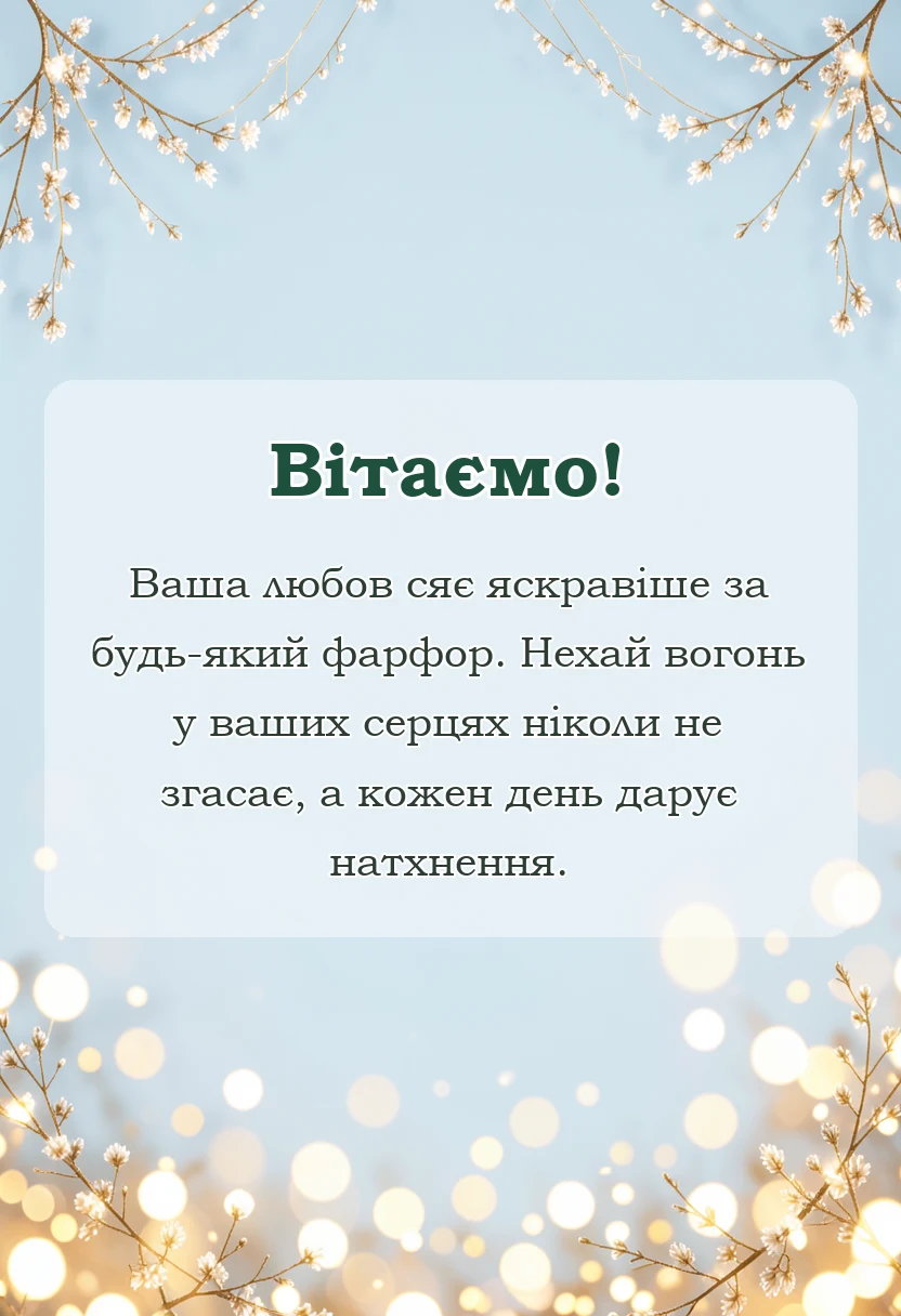 красива листівка: привітання з річницею весілля 20 років у віршах