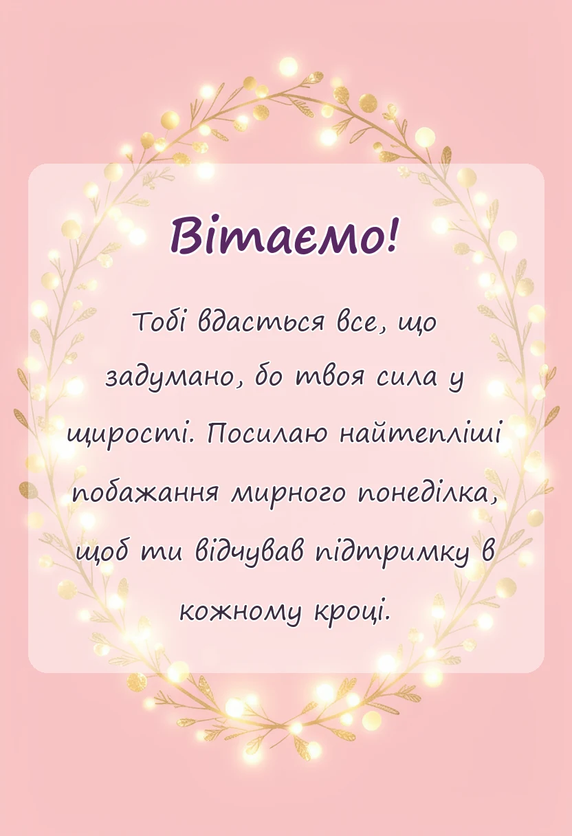 унікальна листівка - картинки мирного понеділка українською