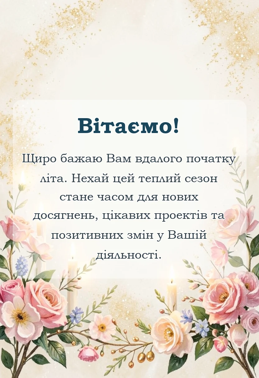 унікальна листівка - привітання з першим днем літа