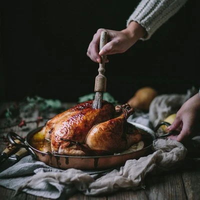 Roasted chicken in pan